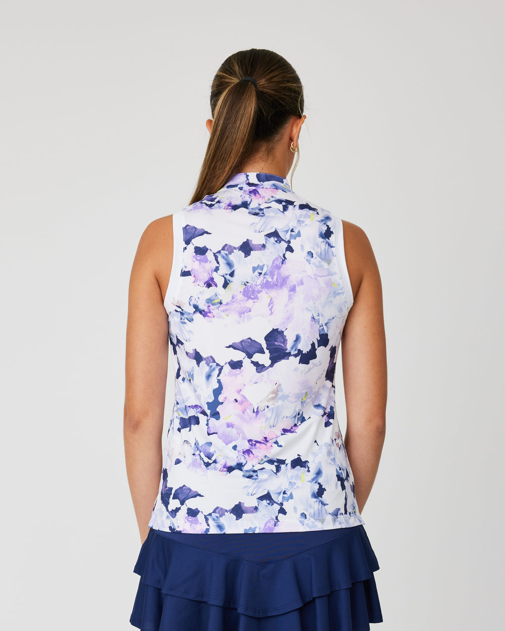 Cloud Cover Print Sleeveless Polo