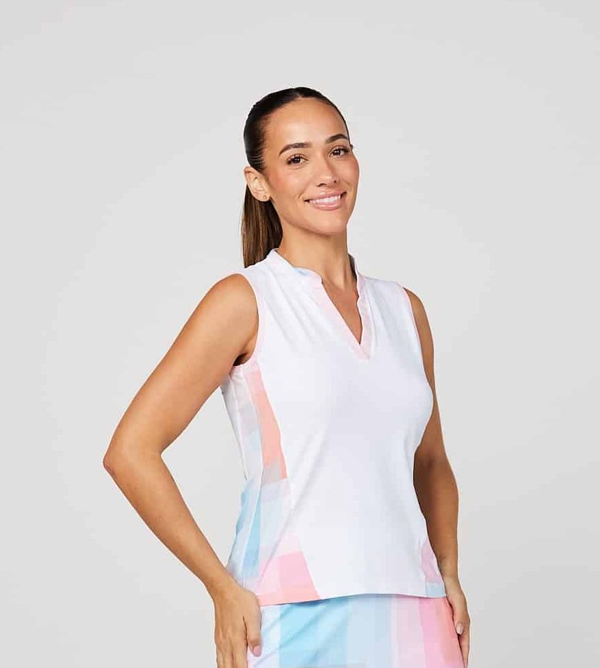 SOP White with pattern sleeveless top