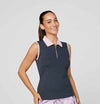 Black Melange Shades of Pink Sleeveless Polo