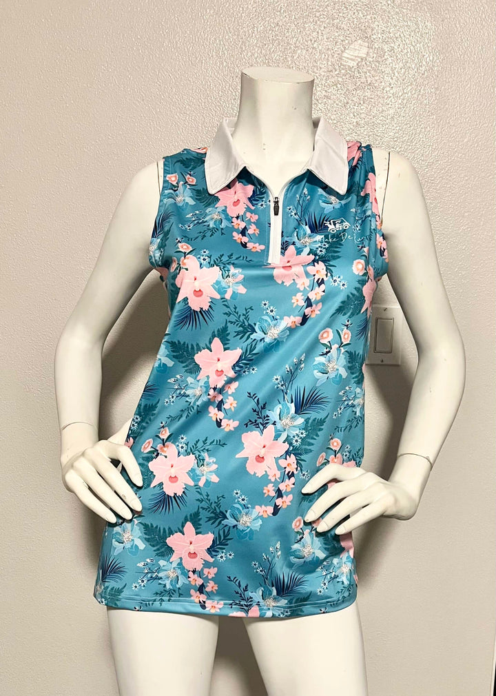 Sleeveless Floral Polo