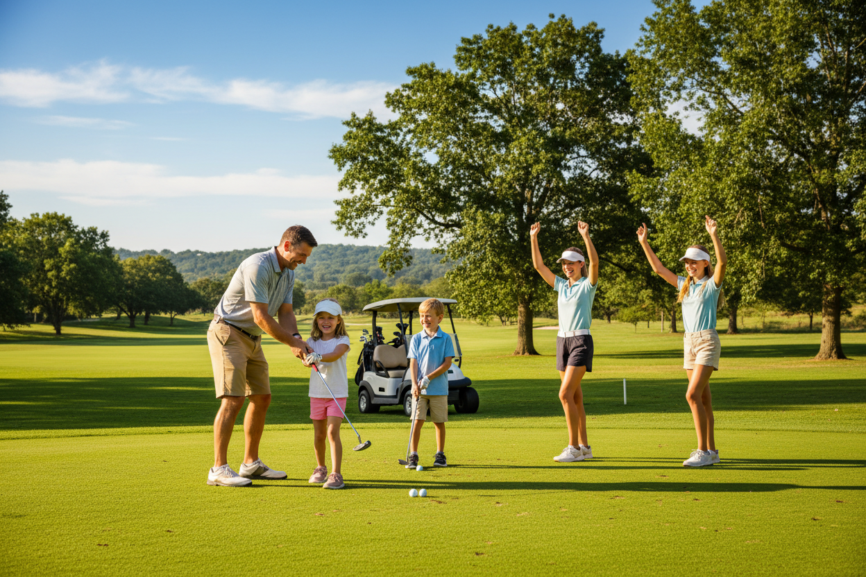 Family golfing